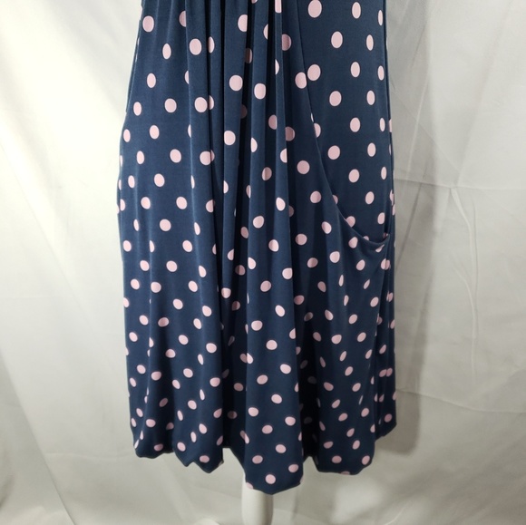 Max & Cleo Navy w/ Pink Dots Dress w/Pockets Size XSmall - Picture 3 of 7